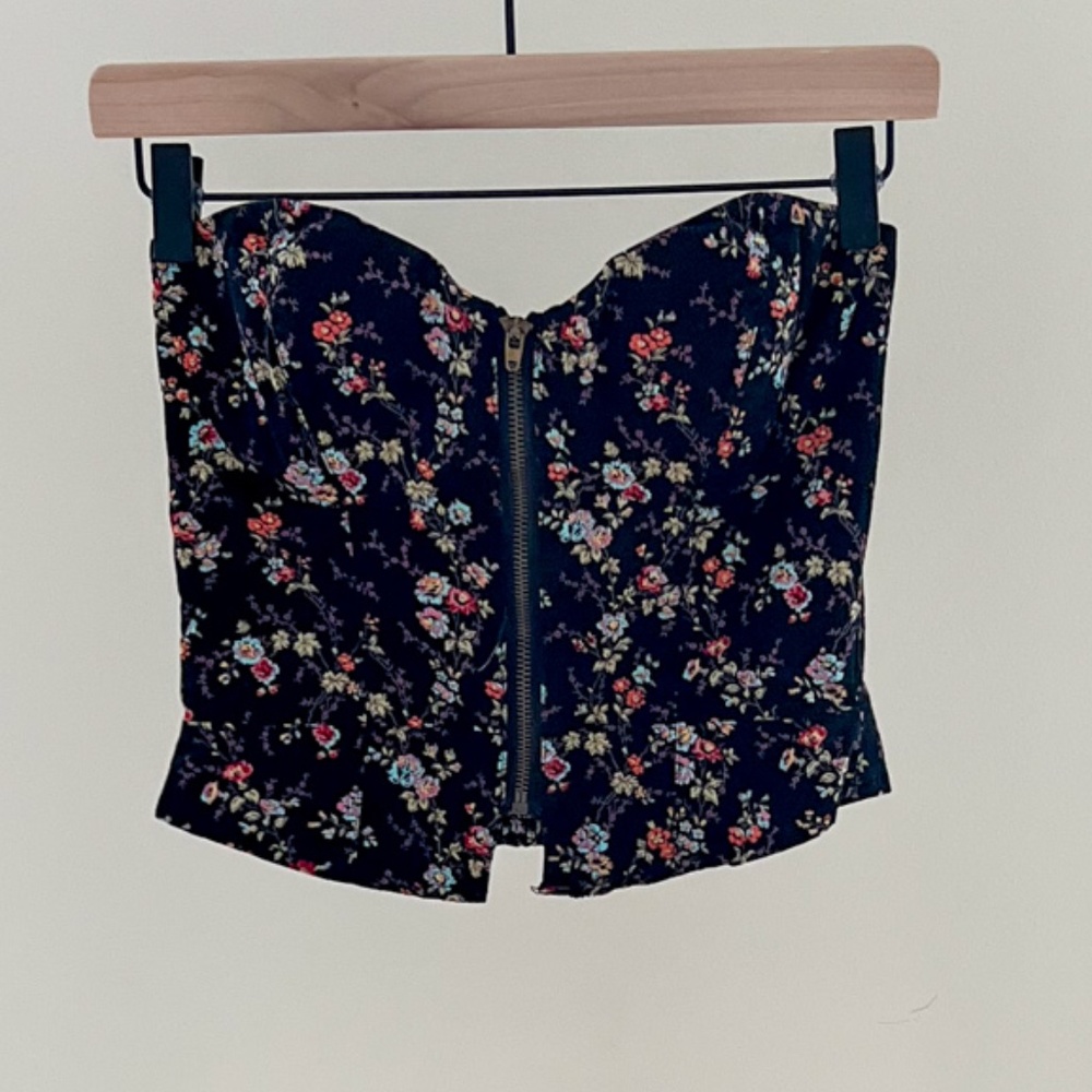 Floral Zipper Corset Top